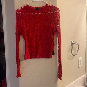 Slimfit sheer lace long-sleeve top / Women's Medium
